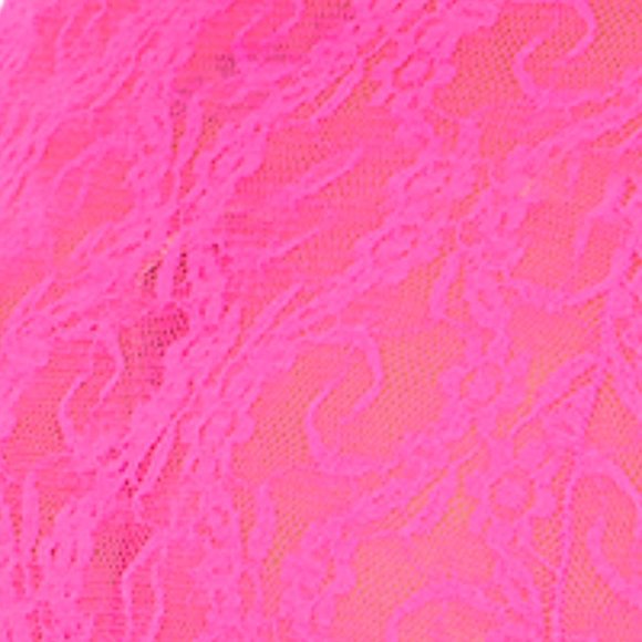 Neon pink Lace halter mini dress w/gstring - Picture 5 of 8